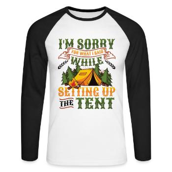 I am sorry for what I said. - Unisex Long Sleeve Baseball T-Shirt - white/black - Front - Nik (191cm)