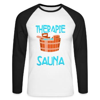 Sauna - Unisex Baseballshirt langarm - Weiß/Schwarz - Vorne - Nik (191cm)
