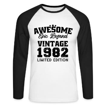 Vintage 1982 funny Birthday Quotes 40 Years 1982 - Unisex Long Sleeve Baseball T-Shirt - white/black - Front - Nik (191cm)