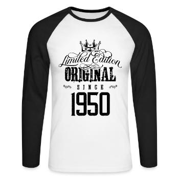 Édition limitée 1950 - T-shirt baseball manches longues Homme - blanc/noir - Devant - Nik (191cm)