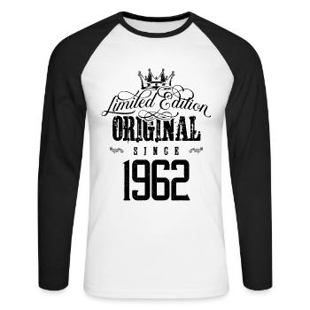 Édition limitée 1962 - T-shirt baseball manches longues Homme - blanc/noir - Devant - Nik (191cm)