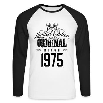 Édition limitée 1975 - T-shirt baseball manches longues Homme - blanc/noir - Devant - Nik (191cm)