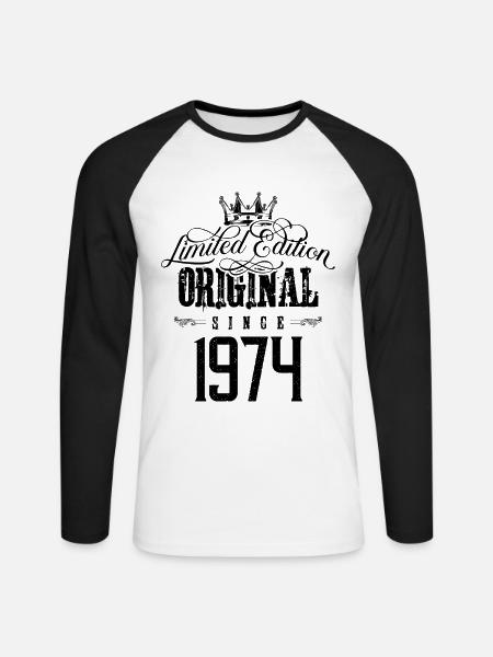 Édition limitée 1974 - T-shirt baseball manches longues Homme - blanc/noir