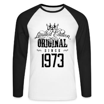 Édition limitée 1973 - T-shirt baseball manches longues Homme - blanc/noir - Devant - Nik (191cm)