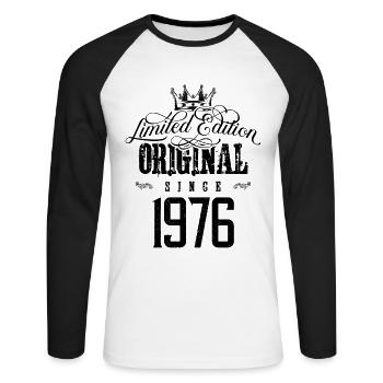 Édition limitée 1976 - T-shirt baseball manches longues Homme - blanc/noir - Devant - Nik (191cm)