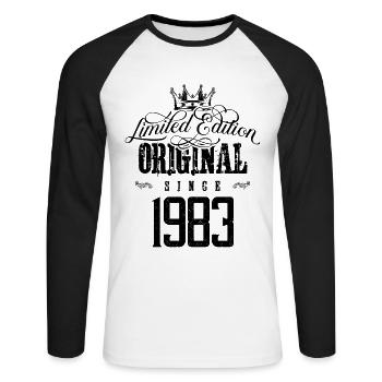 Édition limitée 1983 - T-shirt baseball manches longues Homme - blanc/noir - Devant - Nik (191cm)
