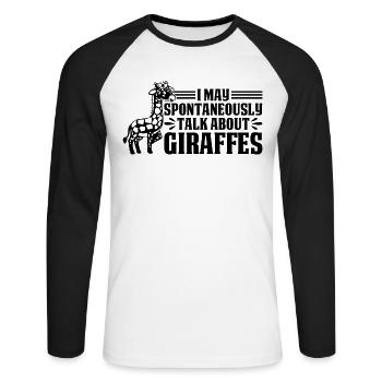 Girafe Je peux parler spontanément des girafes - T-shirt baseball manches longues Homme - blanc/noir - Devant - Nik (191cm)