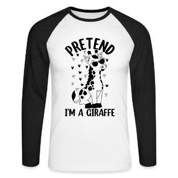 Giraffe Pretend I'm A Giraffe - Unisex Long Sleeve Baseball T-Shirt - white/black - Front - Nik (191cm)