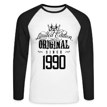 1990 limited edition - Unisex Long Sleeve Baseball T-Shirt - white/black - Front - Nik (191cm)