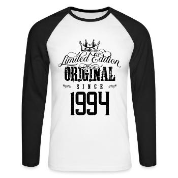 Édition limitée 1994 - T-shirt baseball manches longues Homme - blanc/noir - Devant - Nik (191cm)