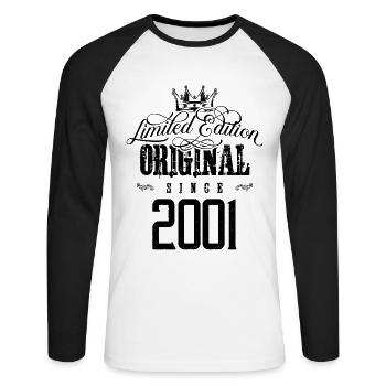 2001 limited edition - Unisex Baseballshirt langarm - Weiß/Schwarz - Vorne - Nik (191cm)