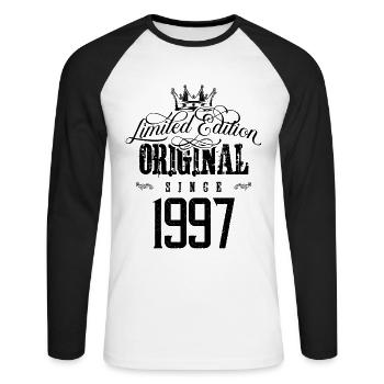 1997 limited edition - Unisex Baseballshirt langarm - Weiß/Schwarz - Vorne - Nik (191cm)