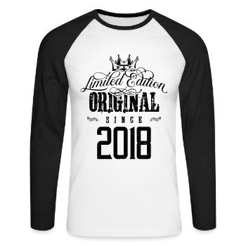 2018 limited edition - Unisex Long Sleeve Baseball T-Shirt - white/black - Front - Nik (191cm)