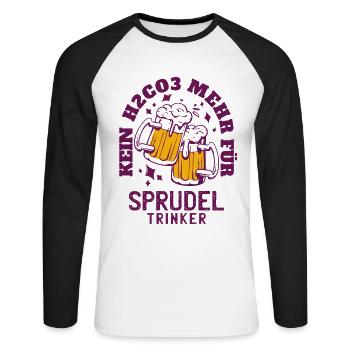 Fini le H2CO3 pour les buveurs de bulles de bière en disant - T-shirt baseball manches longues Homme - blanc/noir - Devant - Nik (191cm)