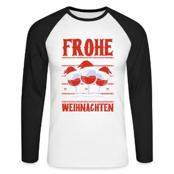 Weinnachten Frohe Weihnachten - Unisex Baseballshirt langarm - Weiß/Schwarz - Vorne - Nik (191cm)