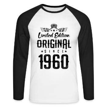 Édition limitée 1960 - T-shirt baseball manches longues Homme - blanc/noir - Devant - Nik (191cm)