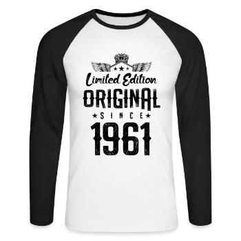 1961 limited edition - Unisex Long Sleeve Baseball T-Shirt - white/black - Front - Nik (191cm)