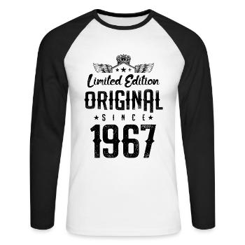 Édition limitée 1967 - T-shirt baseball manches longues Homme - blanc/noir - Devant - Nik (191cm)