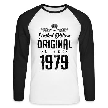 1979 limited edition - Unisex Baseballshirt langarm - Weiß/Schwarz - Vorne - Nik (191cm)