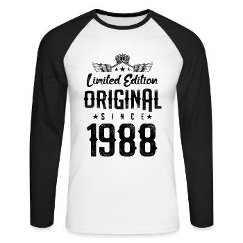 1988 limited edition - Unisex Baseballshirt langarm - Weiß/Schwarz - Vorne - Nik (191cm)
