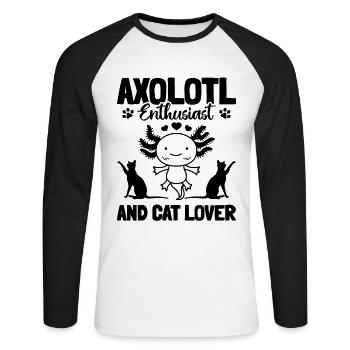 Kawaii Axolotl Axolotl Passionné et Amoureux des Chats - T-shirt baseball manches longues Homme - blanc/noir - Devant - Nik (191cm)