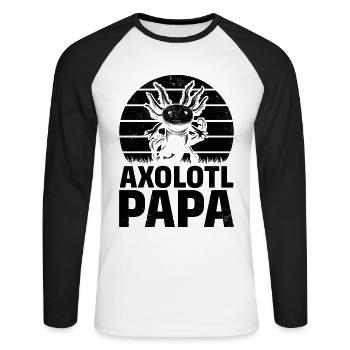 Axolotl Papa Kawaii Axolotl Lover - Unisex Long Sleeve Baseball T-Shirt - white/black - Front - Nik (191cm)