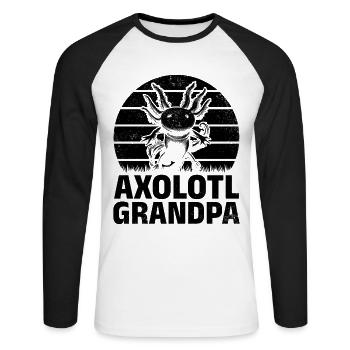 Axolotl Grandpa Axolotl Lover Kawaii Axolotl - Unisex Long Sleeve Baseball T-Shirt - white/black - Front - Nik (191cm)