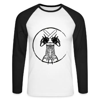 Tronçonneuse Axe Forester Bûcheron Scie Chaîne - T-shirt baseball manches longues Homme - blanc/noir - Devant - Nik (191cm)