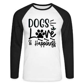 Chiens Amour & Bonheur - T-shirt baseball manches longues Homme - blanc/noir - Devant - Nik (191cm)