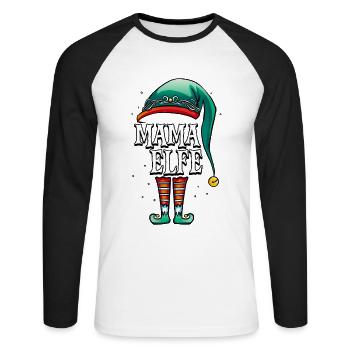 Weihnachten Mama Elf - Unisex Baseballshirt langarm - Weiß/Schwarz - Vorne - Nik (191cm)