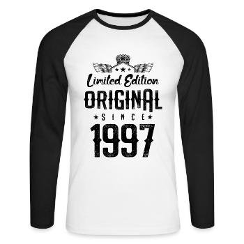 1997 limited edition - Unisex Baseballshirt langarm - Weiß/Schwarz - Vorne - Nik (191cm)