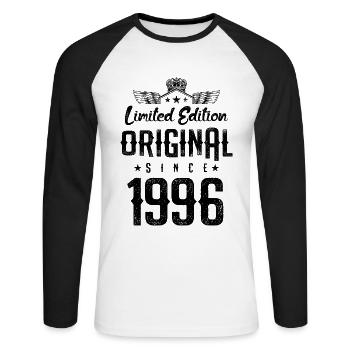 Édition limitée 1996 - T-shirt baseball manches longues Homme - blanc/noir - Devant - Nik (191cm)