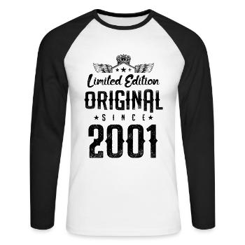 2001 limited edition - Unisex Baseballshirt langarm - Weiß/Schwarz - Vorne - Nik (191cm)