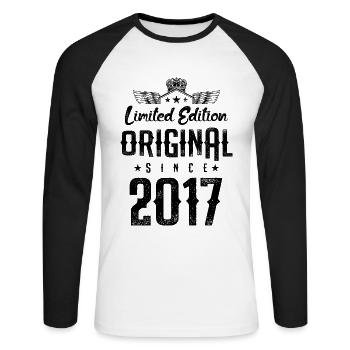Édition limitée 2017 - T-shirt baseball manches longues Homme - blanc/noir - Devant - Nik (191cm)