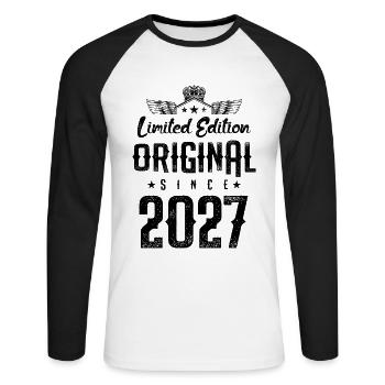 2027 limited edition - Unisex Baseballshirt langarm - Weiß/Schwarz - Vorne - Nik (191cm)