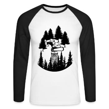 Tronçonneuse Axe Forester Bûcheron Scie Chaîne - T-shirt baseball manches longues Homme - blanc/noir - Devant - Nik (191cm)