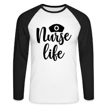 Nurse life - Unisex Long Sleeve Baseball T-Shirt - white/black - Front - Nik (191cm)