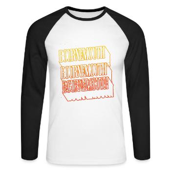 Bournemouth England UK City Skyline Font - Unisex Long Sleeve Baseball T-Shirt - white/black - Front - Nik (191cm)