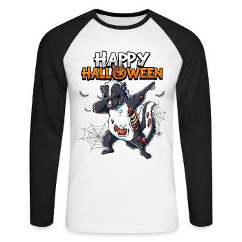 Halloween Stinktier Zombie - Unisex Baseballshirt langarm - Weiß/Schwarz - Vorne - Nik (191cm)