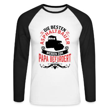 Asphaltbauer zum Papa befördert Asphaltierer - Unisex Baseballshirt langarm - Weiß/Schwarz - Vorne - Nik (191cm)