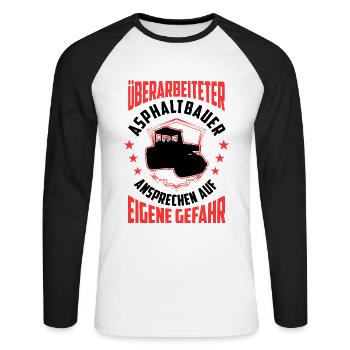 Überarbeiteter Asphaltbauer Asphaltierer - Unisex Baseballshirt langarm - Weiß/Schwarz - Vorne - Nik (191cm)