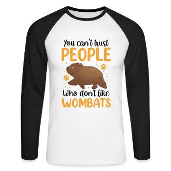 Wombat nicht vertrauen Australien Beuteltier - Unisex Baseballshirt langarm - Weiß/Schwarz - Vorne - Nik (191cm)