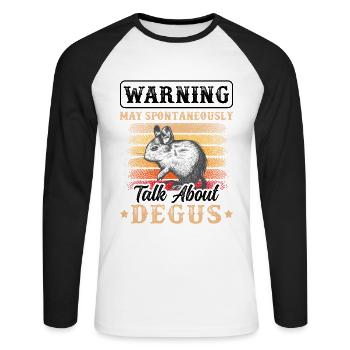 Spontaneously talk about Degu Chilean rodent - Unisex Long Sleeve Baseball T-Shirt - white/black - Front - Nik (191cm)