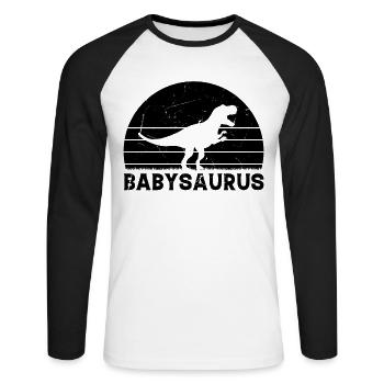 Babysaurus Nouveau-né Bébé Dino Bébé Dinosaure Bébé Sa - T-shirt baseball manches longues Homme - blanc/noir - Devant - Nik (191cm)