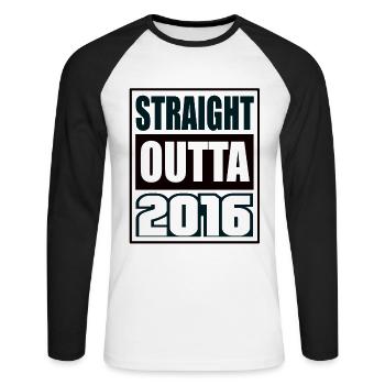 Straight Outta 2016 Birthday 2016 Born 2016 - Unisex Long Sleeve Baseball T-Shirt - white/black - Front - Nik (191cm)