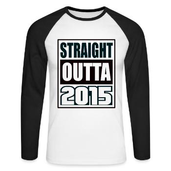 Straight Outta 2015 Birthday 2015 Born 2015 - Unisex Long Sleeve Baseball T-Shirt - white/black - Front - Nik (191cm)
