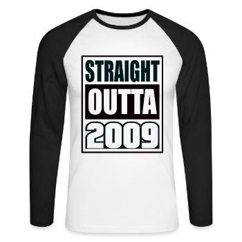 Tout droit sorti de 2009 Anniversaire 2009 Né en 2009 - T-shirt baseball manches longues Homme - blanc/noir - Devant - Nik (191cm)