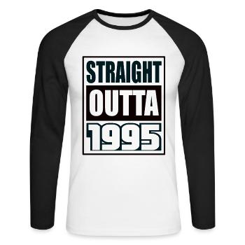 Straight Outta 1995 Birthday 1995 Born 1995 - Unisex Long Sleeve Baseball T-Shirt - white/black - Front - Nik (191cm)