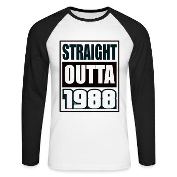 Straight Outta 1988 Birthday 1988 Born 1988 - Unisex Long Sleeve Baseball T-Shirt - white/black - Front - Nik (191cm)