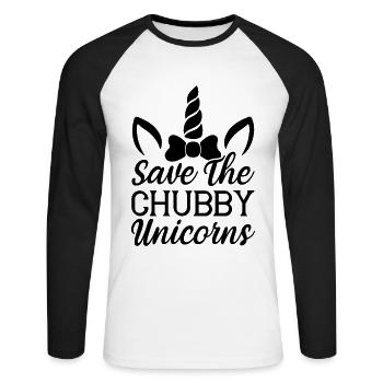 Save the chubby unicorn Unicorn - Unisex Long Sleeve Baseball T-Shirt - white/black - Front - Nik (191cm)